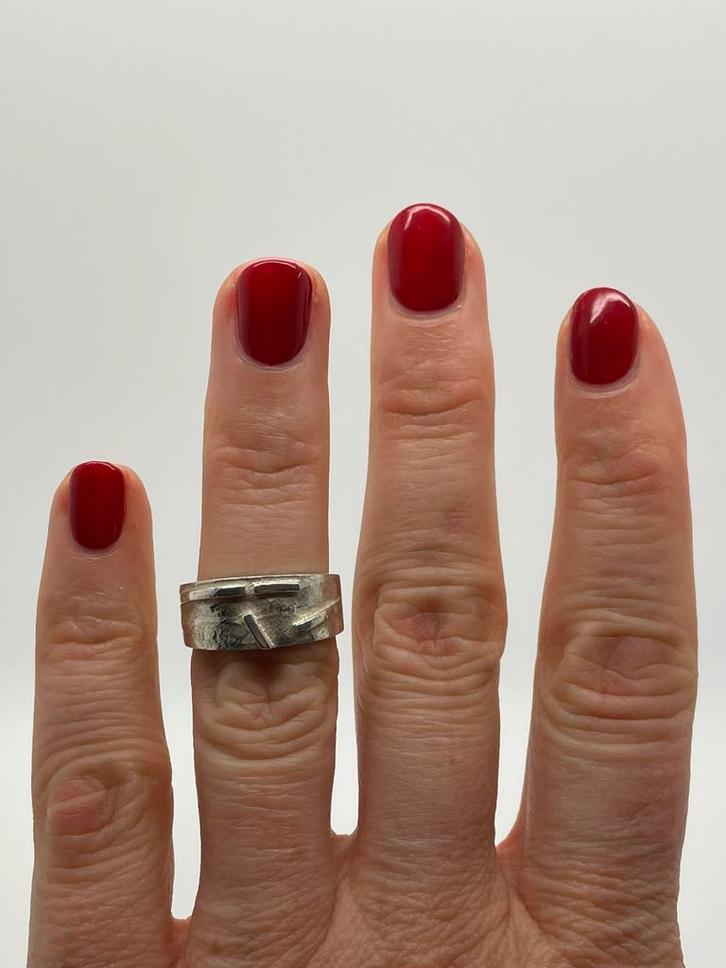 Z792 Prachtige zilveren ring Finse stijl maat 16,5, Sieraden, Tassen en Uiterlijk, Ringen, Dame, Kleiner dan 17, Zilver, Zilver