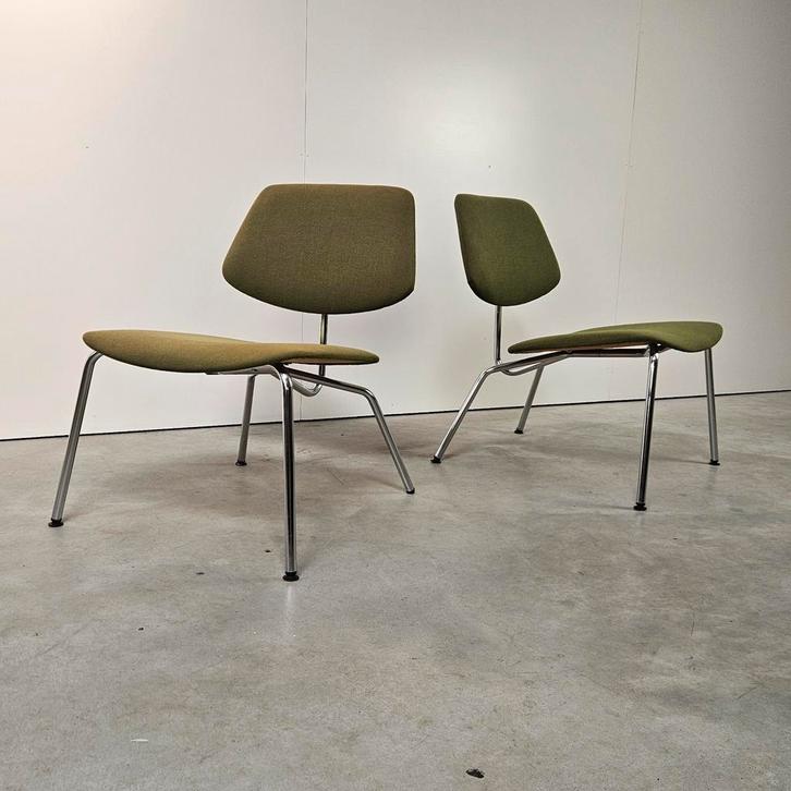 Vintage fauteuiltjes jaren '50, origineel, Huis en Inrichting, Fauteuils, Gebruikt, Metaal, Stof, 50 tot 75 cm, Minder dan 75 cm