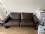 Donkerbruine leren 2-zits bank, Huis en Inrichting, Gebruikt, 150 tot 200 cm, Tweepersoons, Ophalen of Verzenden