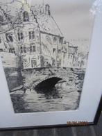 Nicole EEKHOUT, Pentekening van de Meebrug in Brugge, Antiek en Kunst, Kunst | Tekeningen en Foto's, Ophalen
