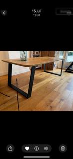 Eettafel eikenhout. 220x100, Huis en Inrichting, Tafels | Eettafels, 200 cm of meer, Zo goed als nieuw, Metaal, Rechthoekig