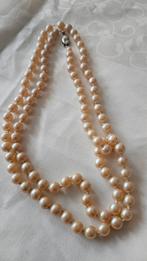 Vintage  parel met zilveren sluiting, Verzenden, Zo goed als nieuw, Wit, Zilver