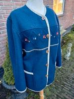 Giesswein lang wollen vest outdoor 40 42 borduur folklore, Blauw, Maat 42/44 (L), Ophalen of Verzenden, Zo goed als nieuw