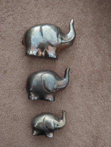 Olifant messing 3 stuks decoratie Koper en Brons sint kerst beschikbaar voor biedingen