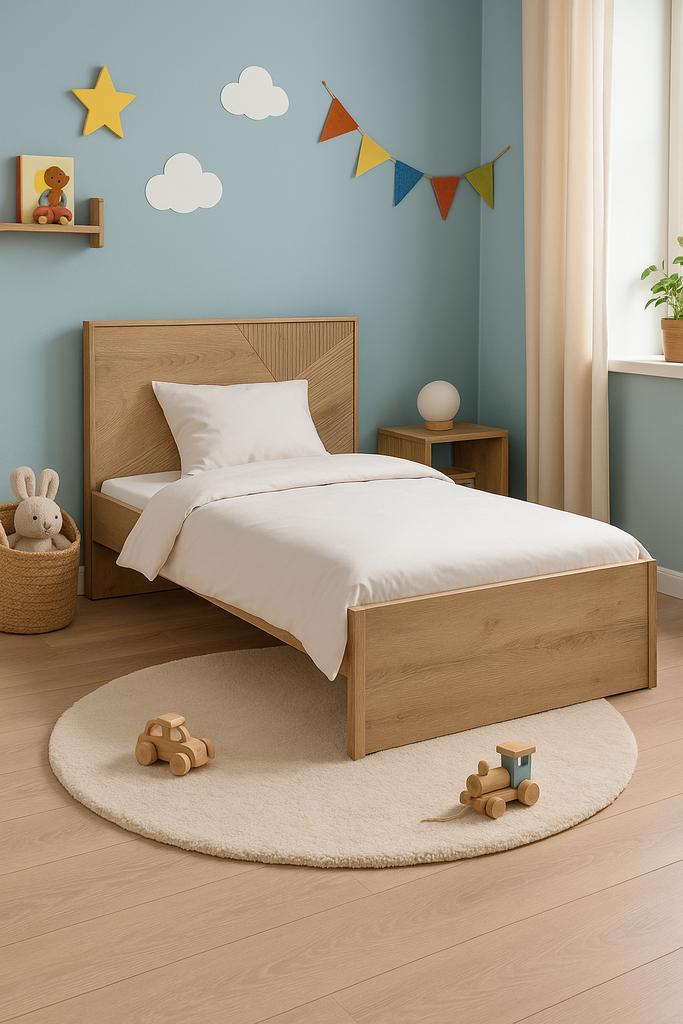 Eenpersoonsbed met hoofdbord incl. ledverlichting, Huis en Inrichting, Slaapkamer | Bedden, Zo goed als nieuw, Eenpersoons, 90 cm