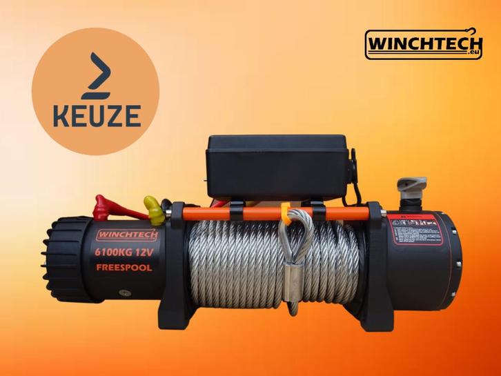 Elektrische Lier Winchtech 12v en 24v | 6100kg | Op voorraad, Auto diversen, Overige Auto diversen, Ophalen of Verzenden