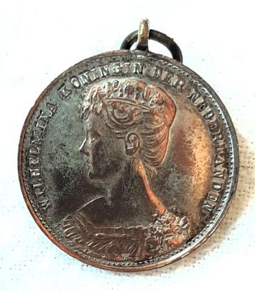 Draagpenning t.g.v. de inhuldiging van koningin Wilhelmina beschikbaar voor biedingen