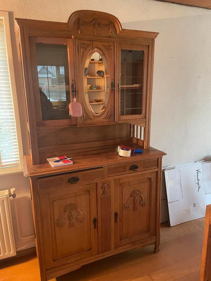 Antieke houten buffetkast, Huis en Inrichting, Kasten | Buffetkasten, Gebruikt, 150 tot 200 cm, 100 tot 150 cm, 25 tot 50 cm, Met lade(s)