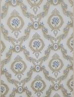 14050 barok behang jaren 70 met blauwe roosjes swiet vintage, Huis en Inrichting, Stoffering | Behang, Verzenden, Minder dan 10 m²