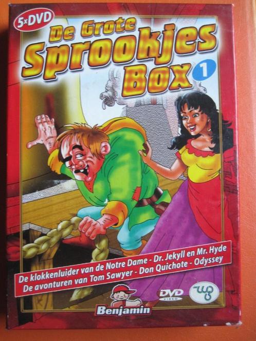 De Grote Sprookjes Box 1 (5 films op 5 disc), Cd's en Dvd's, Dvd's | Tekenfilms en Animatie, Zo goed als nieuw, Amerikaans, Tekenfilm