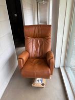 Leren cognac stoel van Prominent, Huis en Inrichting, Stoelen, Ophalen, Gebruikt, Bruin, Leer