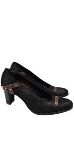 bruine harige leer pump van floris van bommel maat 38,5, Verzenden, Zo goed als nieuw, Bruin, Pumps