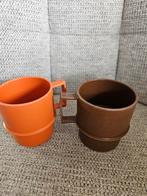 Vintage Tupperware Bekers Oranje & Bruin + Onderzetters, Ophalen of Verzenden, Gebruikt