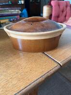 Vintage Aardewerk Stoofpot met Deksel Bruin Crème, Antiek en Kunst, Ophalen