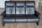 Zwart leren bank met verstelbare hoofdsteunen, Ophalen, Gebruikt, Minder dan 75 cm, 150 tot 200 cm