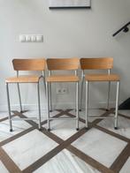 Vintage Houten Barkrukken - Set van 3, Ophalen, Met voetsteun, 60 tot 90 cm, Zo goed als nieuw