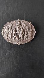 Grote oude zilveren broche, vioolspeler en dansende mensen, Sieraden, Tassen en Uiterlijk, Broches, 4 tot 7 cm, Ophalen of Verzenden