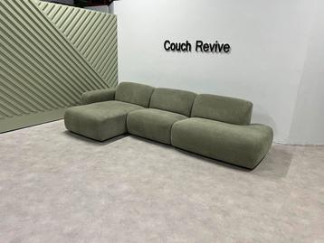 GRATIS LEVERING Moderne groene hoekbank 340x155 beschikbaar voor biedingen