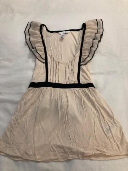 Romantisch H&M topje / t-shirt – crème & zwart – maat XS, Kleding | Dames, Tops, Zo goed als nieuw, Maat 34 (XS) of kleiner, Wit