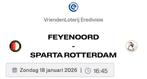 2 tickets Feyenoord - Sparta overdekt!, Tickets en Kaartjes, Twee personen, November