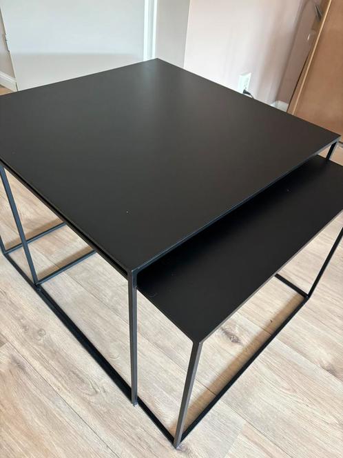 Zwarte salontafel tweedelig ByBoo, Huis en Inrichting, Tafels | Salontafels, Zo goed als nieuw, Minder dan 50 cm, 50 tot 100 cm