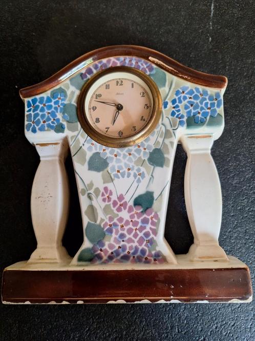 Vintage Keramische Tafelklok Hortensia Motief, Antiek en Kunst, Antiek | Klokken, Ophalen of Verzenden