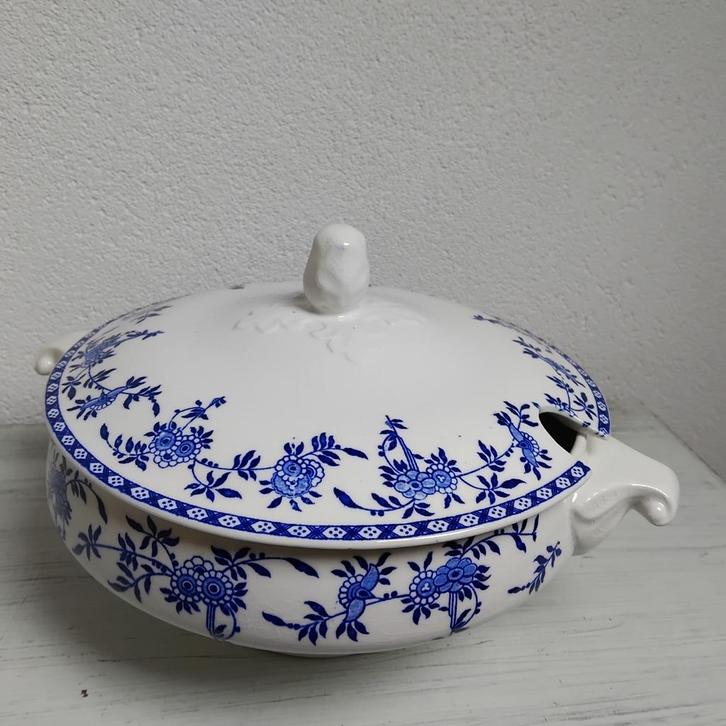 Terrine, decor Dresden, blauw wit, Antiek en Kunst, Antiek | Servies los, Ophalen of Verzenden