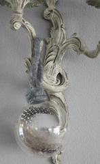 kerstbal transparant met veertjes erin en grijs wllen touw, Ophalen, Gebruikt