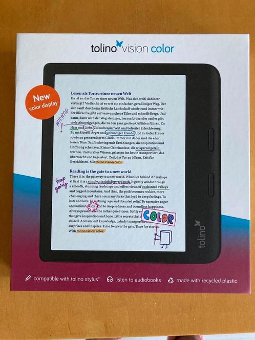 Tolino Color Vision, 7 inch, Computers en Software, E-readers, Nieuw, 7 inch, 16 GB of meer, Touchscreen, Waterbestendig, Wi-Fi
