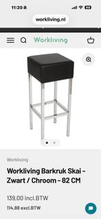 Workliving Barkruk Skai - Zwart / Chroom - 82 CM, Huis en Inrichting, Barkrukken, Ophalen, Met voetsteun, 60 tot 90 cm, Nieuw