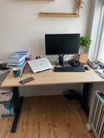 Bureau hout met zwarte poot 80x120, Ophalen, In hoogte verstelbaar, Zo goed als nieuw, Bureau