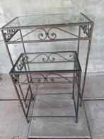 Brocante bijzettafels met glazen plaat, Antiek en Kunst, Ophalen