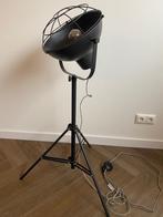 Vloerlamp zwart industrieel staande lamp incl. lichtbron, Huis en Inrichting, Ophalen, 100 tot 150 cm, Zo goed als nieuw, Glas