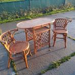 Vintage rotan bistro set tafel en twee stoelen, Ophalen of Verzenden