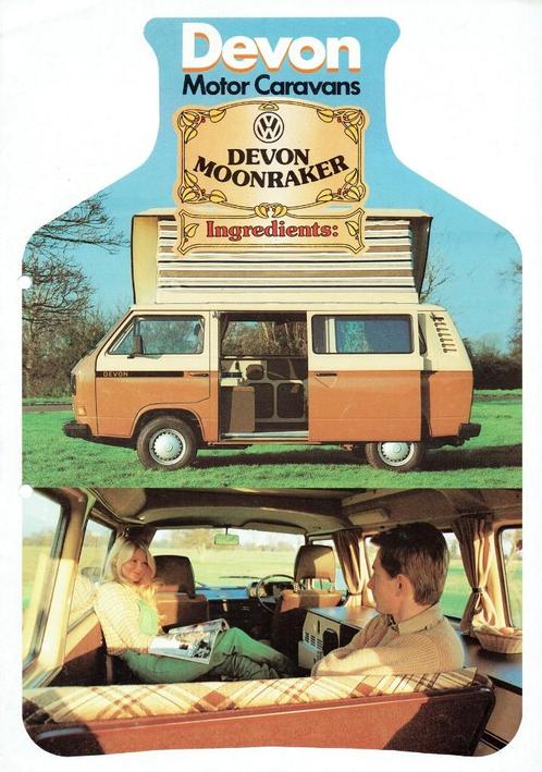 Folder Devon Moonraker Motor Caravan (Volkswagen T3 ca.1980), Boeken, Auto's | Folders en Tijdschriften, Gelezen, Volkswagen, Verzenden