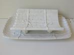 Witte aspergeschaal, asperge uitlekschaal met bord 2-delig, Ophalen of Verzenden, Effen, Aardewerk, Schaal of Schalen