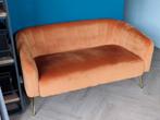 Suede oranje salonbankje, Ophalen, Tweepersoons, 75 tot 100 cm, Zo goed als nieuw