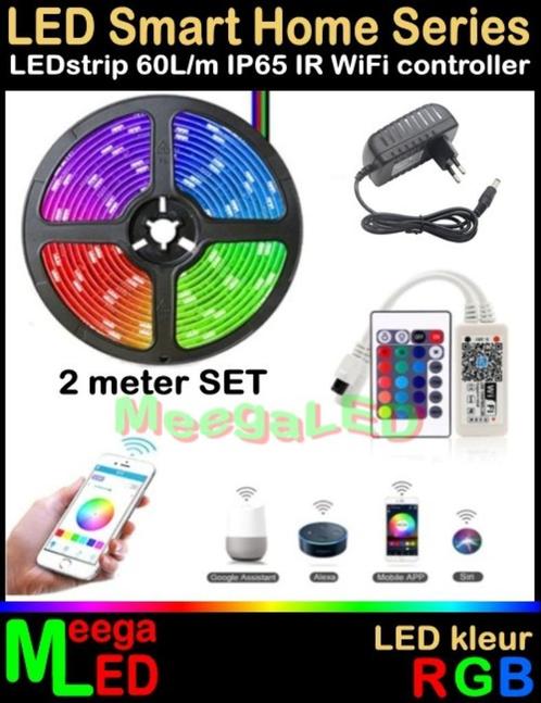 LEDstrip set - Smart WiFi Tuya IR RGB - 2 meter + trafo, Huis en Inrichting, Lampen | Overige, Nieuw, Ophalen of Verzenden