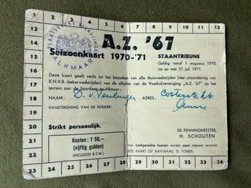 Seizoenskaart AZ (‘70-‘71) beschikbaar voor biedingen