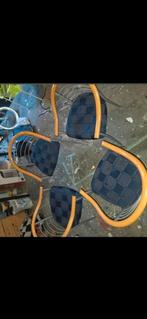 Set van 4 Stoelen - Blauw/Oranje, Huis en Inrichting, Stoelen, Blauw, Ophalen of Verzenden, Metaal, Vier