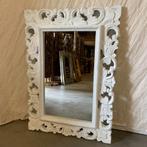 Barok spiegel - houten lijst - wit - 70 x 50 cm -TTM Wonen, 50 tot 100 cm, Minder dan 100 cm, Rechthoekig, Ophalen of Verzenden