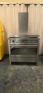 Luxe Smeg inductiefornuis 90 cm breed met afzuigkap, Ophalen, 60 cm of meer, Zo goed als nieuw, Inductie