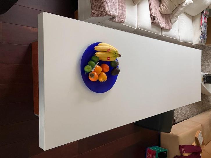 tafel, Huis en Inrichting, Tafels | Eettafels, Gebruikt, 50 tot 100 cm, 200 cm of meer, Vijf personen of meer, Rechthoekig, Kunststof