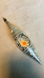 Vintage antieke kerstbal, 2 deuken pegel oranje, Diversen, Ophalen of Verzenden, Zo goed als nieuw