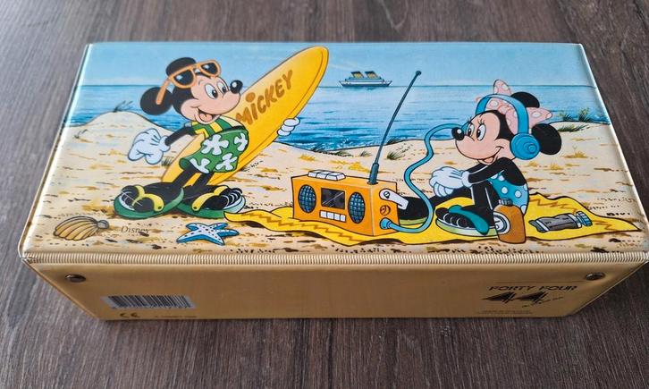 Mickey Minnie strand cassette koffer Disney 1992 (44) Retro, Verzamelen, Disney, Gebruikt, Mickey Mouse, Ophalen of Verzenden