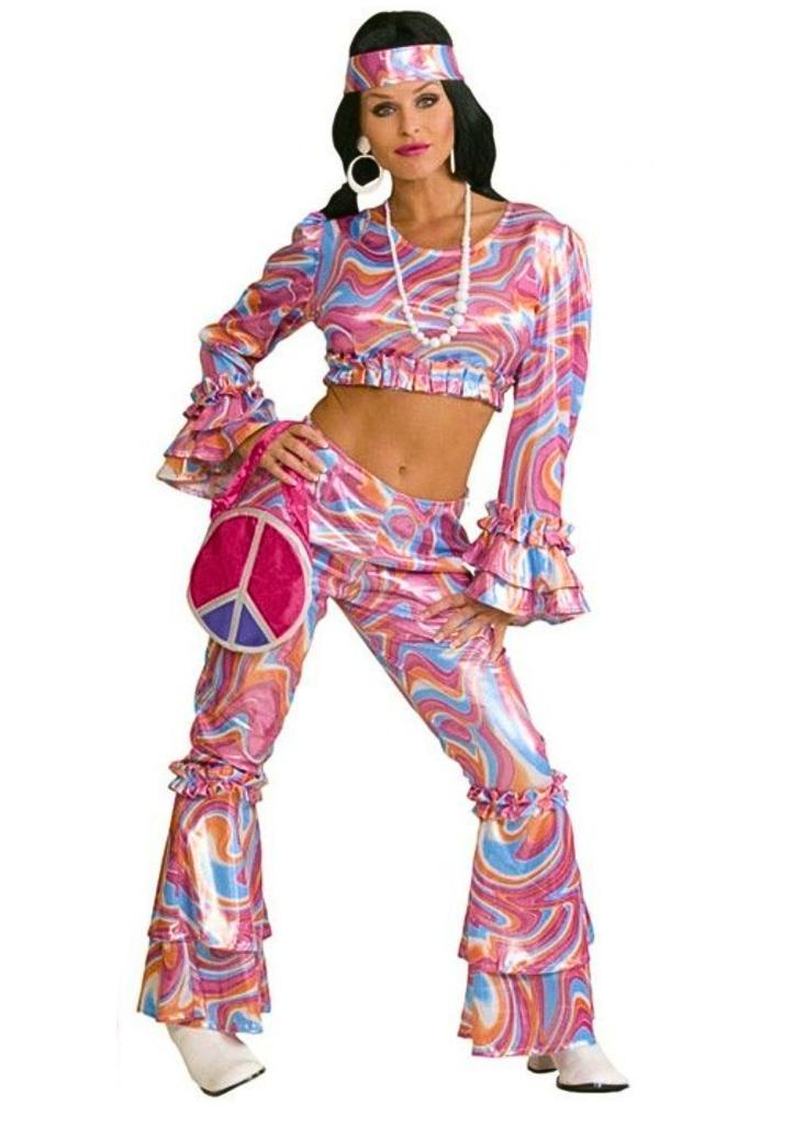 Disco Abba outfit met accecoires, Kleding | Dames, Carnavalskleding en Feestkleding, Zo goed als nieuw, Kleding, Carnaval, Maat 36 (S)