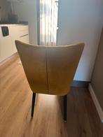 5 Okergele Velours Eetkamerstoelen | Goossens, Huis en Inrichting, Stoelen, Ophalen, Overige kleuren, Zo goed als nieuw, Stof