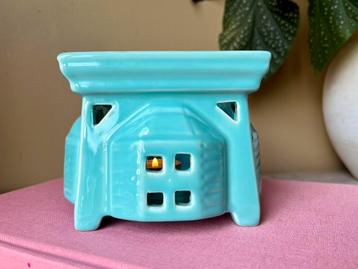 Art Deco keramiek turquoise rechaud theelicht tea stove beschikbaar voor biedingen