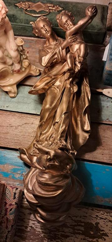 Gouden Madonna met Kind Beeld beschikbaar voor biedingen