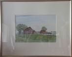 Aquarel boerderij op dijk Jan Plaisier, Antiek en Kunst, Ophalen of Verzenden